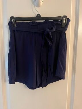 Women's Paperbag Waist Tie Shorts - Navy